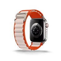 Cosmostech Apple Watch 1/2/3/4/5/6/SE/7/8/Ultra Uyumlu 42-44-45-49 MM Krem Turuncu Kordon