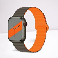 Cosmostech Apple Watch Uyumlu Magnetli Turuncu-Gri Akıllı Saat Kordonu