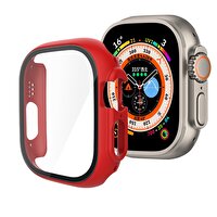 Gpack Apple Watch Ultra 49mm Ekran Koruyucu Full Glue Gard Önü Kapalı Sert Kırmızı