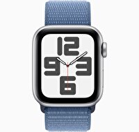 Apple Watch SE 2. Nesil 2023 GPS 40 MM Gümüş Rengi Alüminyum Kasa ve Buz Mavisi Spor Loop