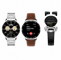Haino Teko Watch Ultra 12 Gümüş Kasa Kulaklıklı 1 Kasa 3 Değiştirilebilir Kordon Bluetooth Akıllı Saat