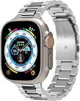 Spigen Apple Watch 49/46/45mm Ultra 3/2/1 / Seri 11/10/9/8/7 ile Uyumlu Kordon Band Modern Fit Klasik Saat Tipi Çelik Gümüş Kayış