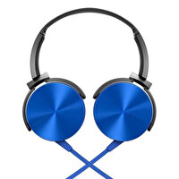 Winex HD Extra Bass Mikrofonlu Kablolu Mavi Kulak Üstü Kulaklık
