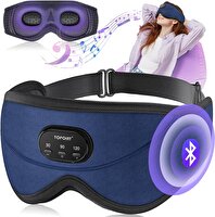 Topoint Uyku Kulaklıkları Bluetooth 3D Uyku Maskesi Lacivert Kadife