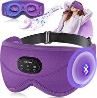 Topoint Uyku Kulaklıkları Bluetooth 3D Uyku Maskesi Mor Kadife