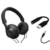 HyperGear 2024 V50 Type-C ve 3.5MM Jack Girişli Mikrofonlu Kablolu Siyah Kulak Üstü Kulaklık