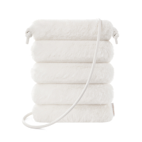 Comfyable Peluş Askılı Mini Çanta Yumuşak Suni Kürklü Mıknatıslı Kapama Telefon Çantası Pirinç