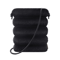 Comfyable Peluş Askılı Mini Çanta Yumuşak Suni Kürklü Mıknatıslı Kapama Telefon Çantası Siyah