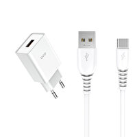 Dvip Y100C 2.4 A USB-A To Type-C Kablolu Beyaz Hızlı Şarj Aleti Seti