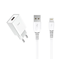 DVIP Y100A 2.4 A USB-A To Lightning Kablolu Beyaz Hızlı Şarj Aleti Seti