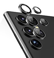 Eiroo Samsung Galaxy S23 Ultra Siyah Metal Kamera Lens Koruyucu
