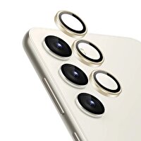 Eiroo Samsung Galaxy S23 Krem Metal Kamera Lens Koruyucu