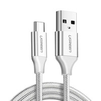 Ugreen Örgülü USB Type-C 1 Metre Beyaz Şarj ve Data Kablosu