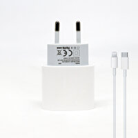 Cayka Type-C 20W PD Hızlı Şarj Adaptörü - 1 M Lightning Beyaz Kablo Set