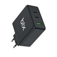 Bix 100W USB Type-C QC 4.0 PD 3.0 Gan 3 Portlu Siyah Hızlı Şarj Cihazı