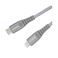 Omars iPhone Type-C To Lightning Örgülü 1 M Gri Hızlı Şarj ve Data Kablosu