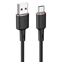 Acefast C2-04 USB Type-C 3 A Siyah Hızlı Şarj ve Data Kablosu