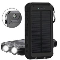 LivX Agile Polikristal L50-BLACK 10000 mAh Solar Güneş Enerjili Su Geçirmez Göstergeli ve Fenerli Taşınabilir Şarj Aleti