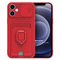 Microsonic Apple Iphone 12 Kılıf Multifunction Silicone Kırmızı