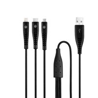 Mojue By Ttec 3DK44S USB-A USB-C Lightning Micro USB 150 CM Siyah Trio Şarj Kablosu