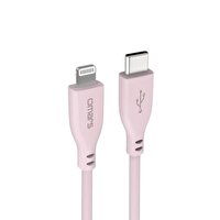 Omars USB-C to MFI Lightning iPhone Silikon PD Pembe Hızlı Şarj Kablosu