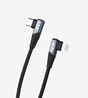 Linktech K596 Lightning to Type-C 30 W 1.5 M Gaming Metal Başlı Siyah Şarj Kablosu