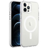 Gpack Apple Iphone 12 Pro Max Kılıf C-pro Arkası Buzlu Transparan Flex Tuşlu Magsafeli Renksiz