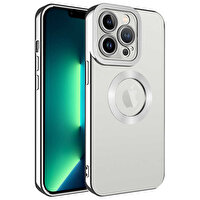 Gpack Apple iPhone 11 Pro Max Kılıf Logo Gösteren Kamera Korumalı Silikon Gümüş