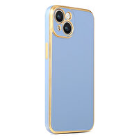 Gpack Apple iPhone 14 Kılıf Bark Parlak Silikon Renkli Kenarları Rose Mavi