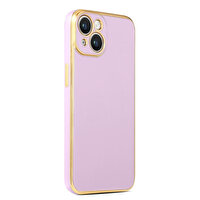 Gpack Apple iPhone 14 Plus Kılıf Bark Parlak Silikon Renkli Kenarları Rose Mor