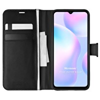 Microsonic Xiaomi Redmi 9a Kılıf Delux Leather Wallet Siyah