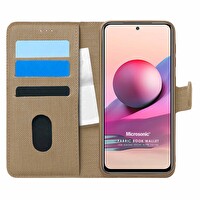 Microsonic Xiaomi Redmi Note 10s Kılıf Fabric Book Wallet Gold