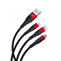 DM SL004 Lightning Type-C Micro USB 2.4A 120 CM Şarj ve Data Kablosu
