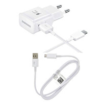 Samsung TA20 Micro ve Type-C Kablolu 15W Adaptec Fast Charge Hızlı Seyahat Şarj Aleti Beyaz