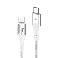 Bix Type-C to Type-C 60W Örgülü LED Işıklı Şarj ve Data Kablosu 1 Metre Beyaz