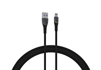 Syrox C136AL 2.4A 1.21 M RGB Ledli Örgülü USB-A - Lightning Şarj ve Data Kablosu Siyah