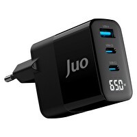 Juo GLC65 65 W GaN Led Ekranlı Hızlı Şarj Cihazı 2 Type-C - USB-A Şarj Aleti