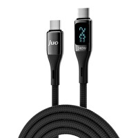 Juo JCBL242-B 240  Dijital Led Ekranlı E-Mark Çipli PD 3.1 USB Type-C to Type-C Hızlı Şarj ve Data Kablosu 2 M