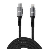 Juo JCBK272-B 27 W USB Type-C to Lightning Örgülü Hızlı Şarj ve Data Kablosu 2 M Siyah