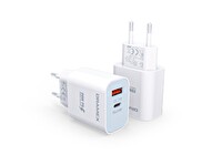 Dramex DPQ20B Quantum 20 W PD QC 3.0 1xUSB-A + 1xType-C Port Çıkışlı Şarj Cihazı Beyaz