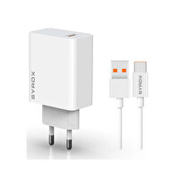 Syrox M33T 3.0A 33 W Turbo 1 M USB-A - Type-C Kablolu USB-A Çıkışlı Şarj Cihazı Beyaz