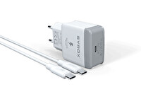 Syrox PD18T 3.0A 18 W PD 1 M Type-C - Type-C Kablolu 1xType-C Port Çıkışlı Şarj Cihazı Beyaz