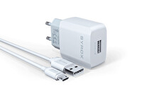 Syrox J47 2.6A 1mt USB-A - Micro USB Kablolu 1xUSB-A Port Çıkışlı Şarj Cihazı Beyaz