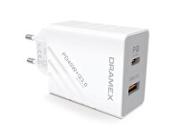 Dramex DPQ45B Quantum 45W PD QC 3.0 1xUSB-A + 1xType-C Port Çıkışlı Şarj Cihazı Beyaz