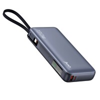 Juo JLP2130 20000 mAh 130W LED Ekranlı USB- A + Type-C Kablolu Powerbank Taşınabilir Hızlı Şarj Cihazı Gri