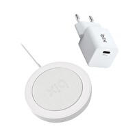 Bix BXMG20 15 W Manyetik Kablosuz Şarj Cihazı ve 20W GaN Type-C PD Şarj Adaptörü Beyaz