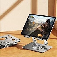 ZHL Tools Katlanabilir Alüminyum Tablet ve Telefon Tutucu Standı Gümüş
