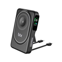 Bix TPB16 10.000 mAh OLED Ekranlı Manyetik Kablosuz 20W PD Hızlı Şarj ve 15W MagSafe Siyah Powerbank
