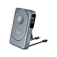 Bix TPB16 10.000 mAh OLED Ekranlı Manyetik Kablosuz 20W PD Hızlı Şarj ve 15W MagSafe Gri Powerbank