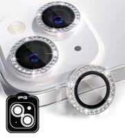 IPG ProLENS iPhone 14 / 14 Plus Kamera Lens Koruyucu Elmas Taş Çerçeveli Kırılmaz Cam Gümüş